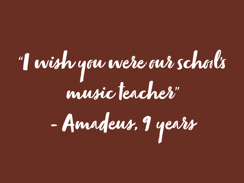 Oppilaan kommentti: "Olisitpa sinä meidän koulun musaope" sanoo Amadeus 9-v.